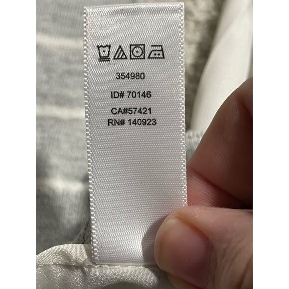 LOFT Women's XS Striped V-Neck Long Sleeve Top Chiffon Back Gray 70146 354980 - Picture 7 of 8